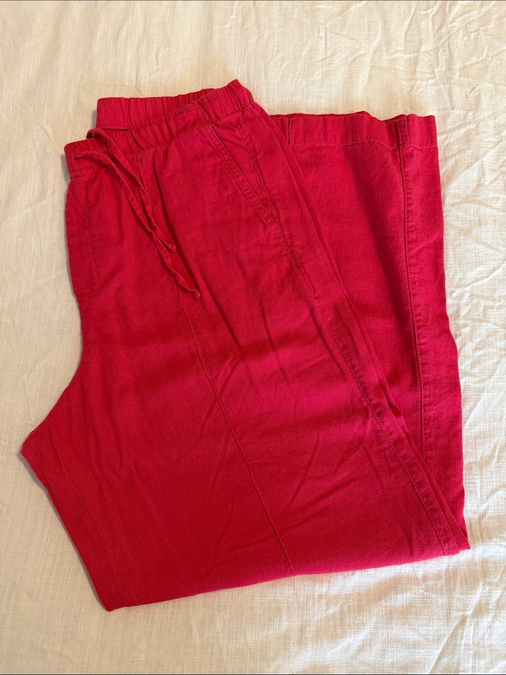 GAP Pink Wide-Leg Linen Pants
